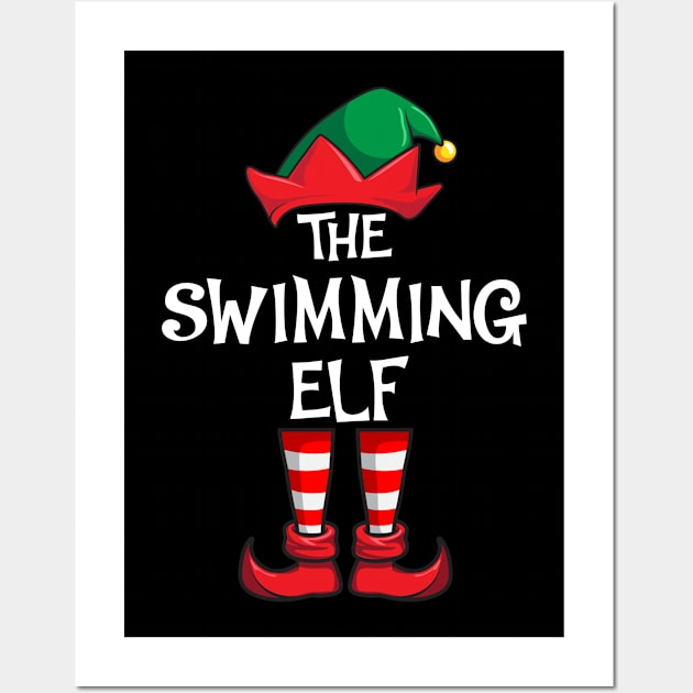 Swimming Elf Matching Family Christmas Swimmer Wall Art by hazlleylyavlda